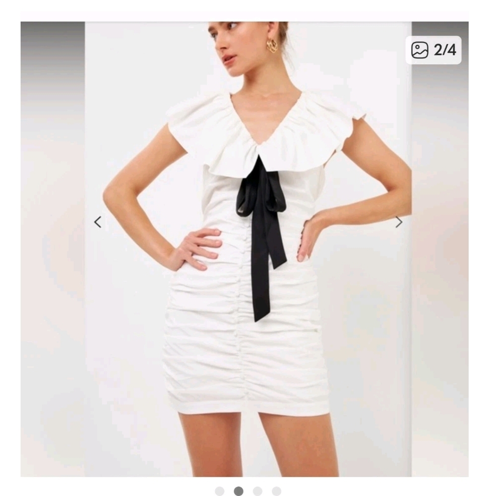 Endless Rose White Mini Dress with Black Bow